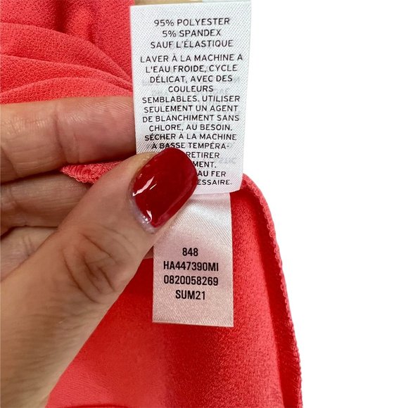 NWT Halogen Coral Glow Puff Shoulder V-Neck Top Shirred Detail Women's Size XS - Picture 6 of 7